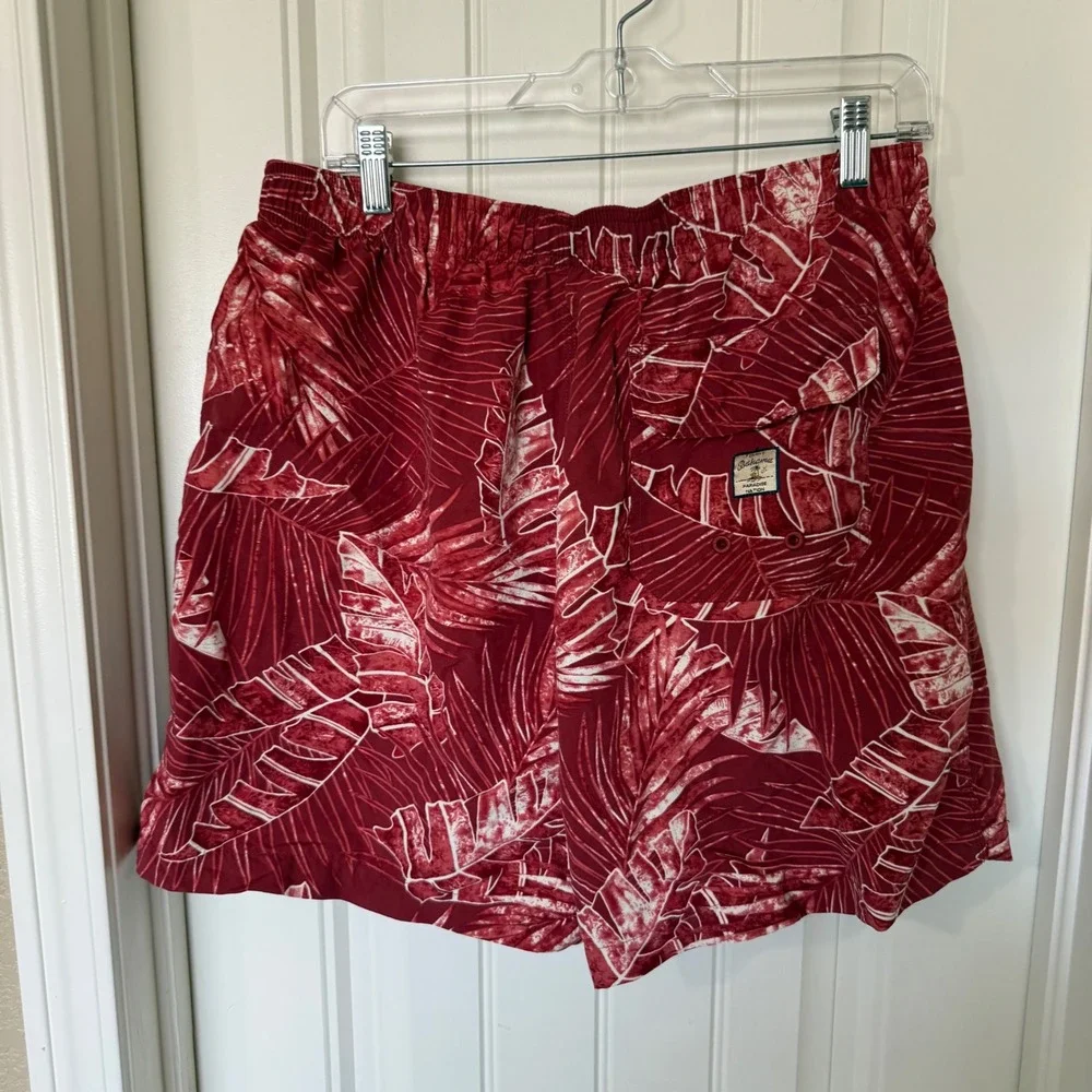 Tommy Bahama Swim Trunks Mens XL Red Tropical‎ Palm Leaf Excellent Quick Dry 5in